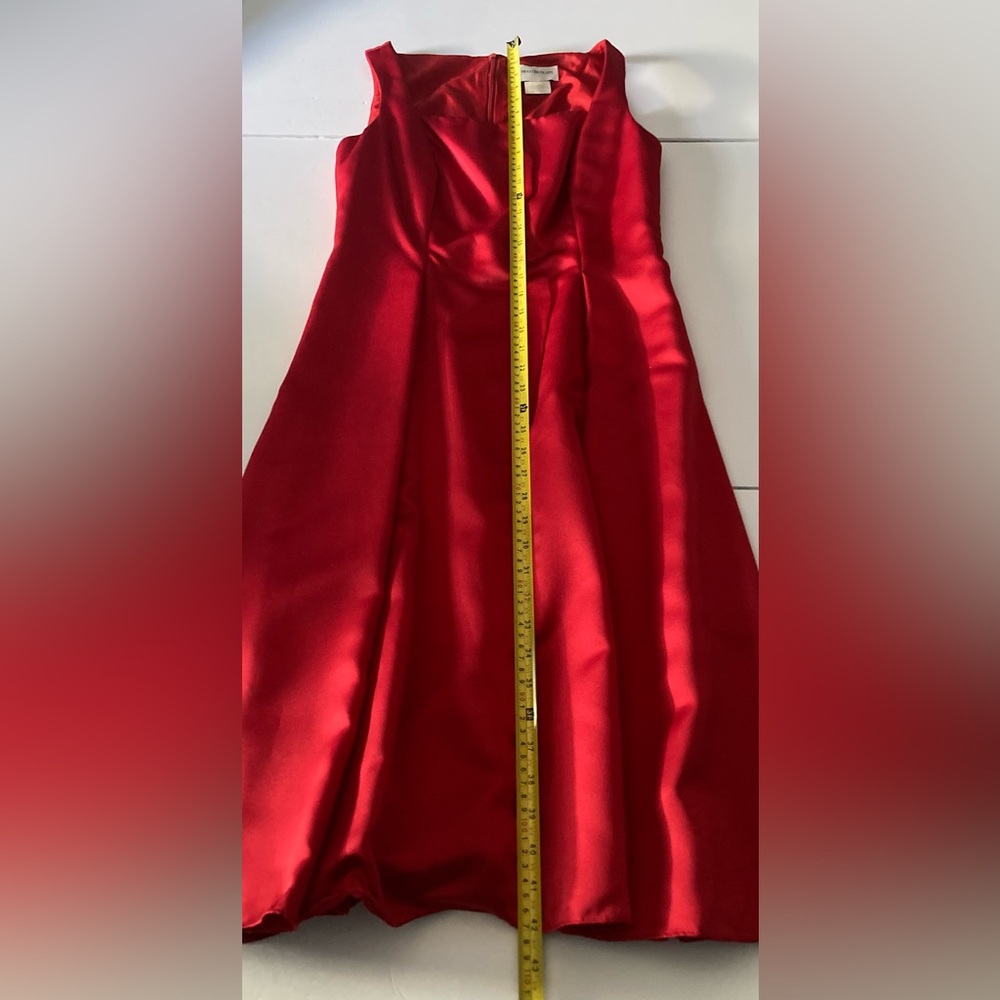 HUGO BUSCATI SZ 10 Red Satin Sleeveless Dress,WOW - Picture 7 of 10